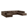 Restore 6-Piece Vegan Leather U-Shaped Armless Sectional Sofa in Espresso