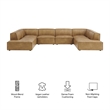 Restore 6-Piece Vegan Leather U-Shaped Armless Sectional Sofa in Toast