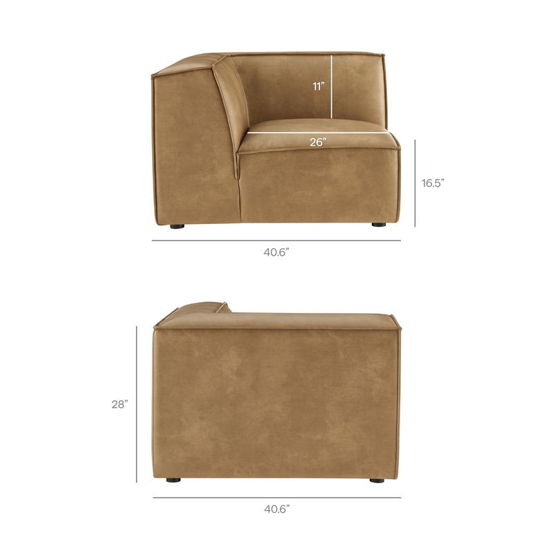 Restore 6-Piece Vegan Leather U-Shaped Armless Sectional Sofa in Toast