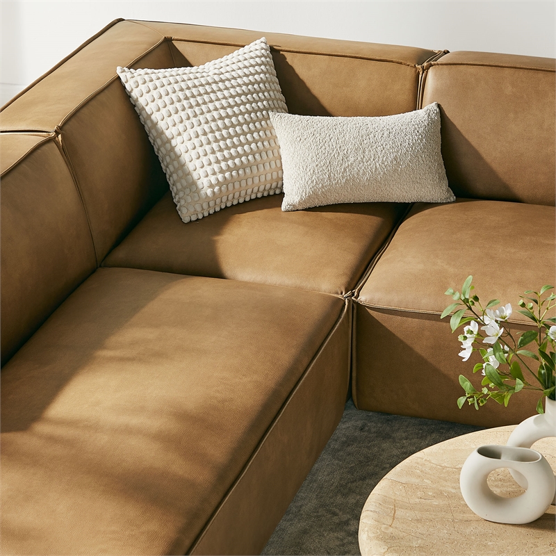 Restore 6-Piece Vegan Leather U-Shaped Armless Sectional Sofa in Toast