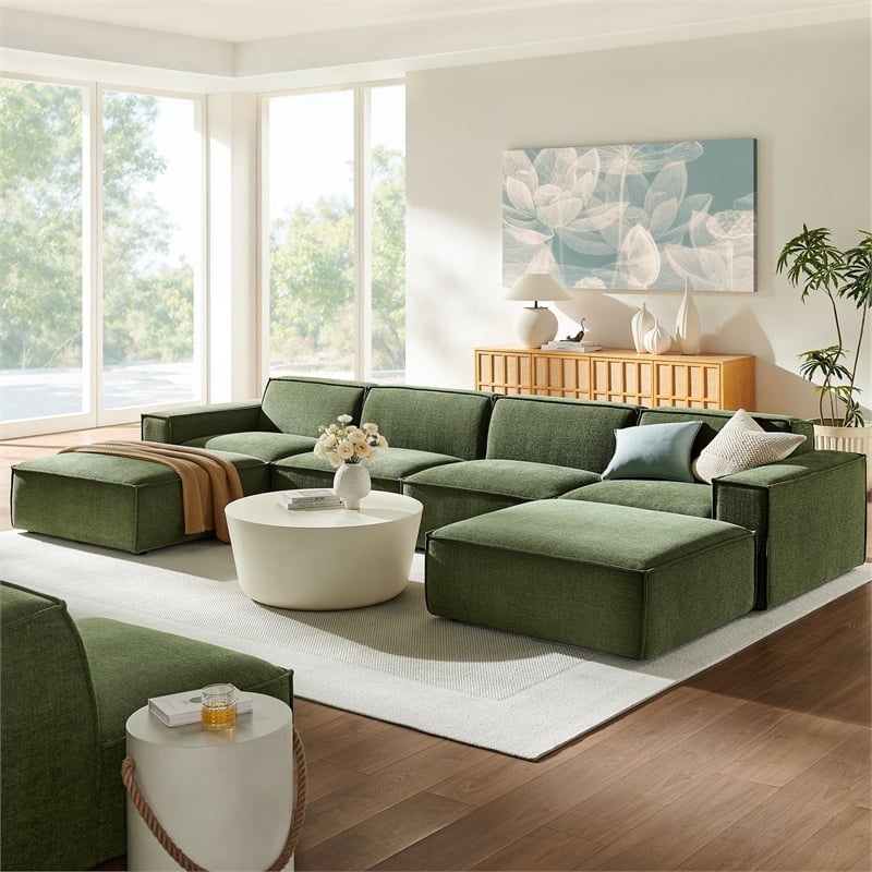 Restore 6-Piece Performance Fabric Upholstered Modular Sectional Sofa