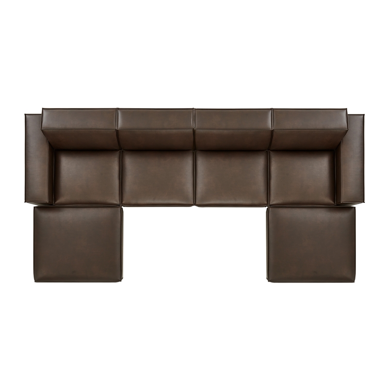 Restore 6-Piece Vegan Leather Modular Sectional Sofa in Espresso
