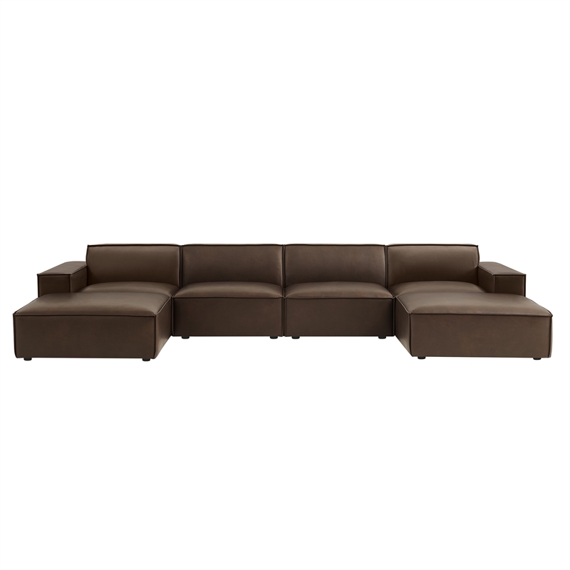 Restore 6-Piece Vegan Leather Modular Sectional Sofa in Espresso
