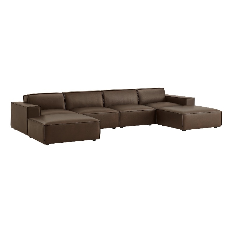 Restore 6-Piece Vegan Leather Modular Sectional Sofa in Espresso