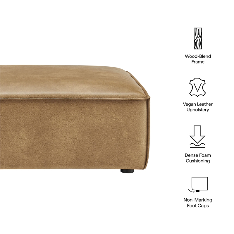 Restore Vegan Leather Modular Ottoman in Toast