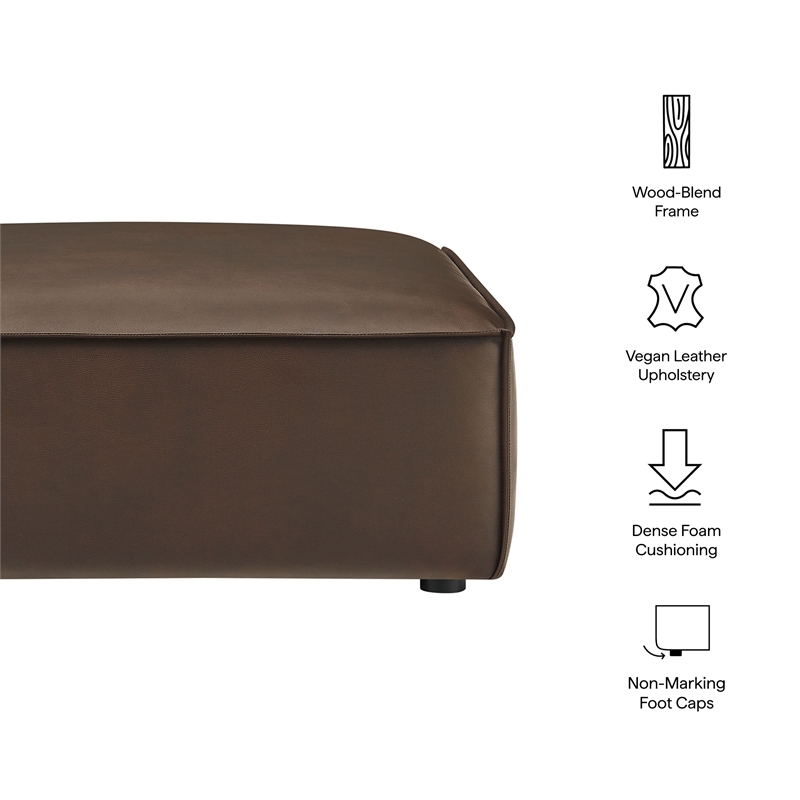 Restore Vegan Leather Modular Ottoman in Espresso