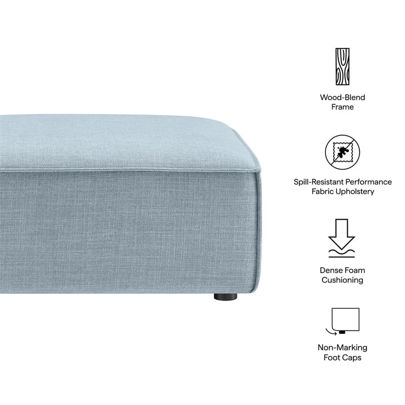 Restore Performance Fabric Upholstered Modular Ottoman in Sky