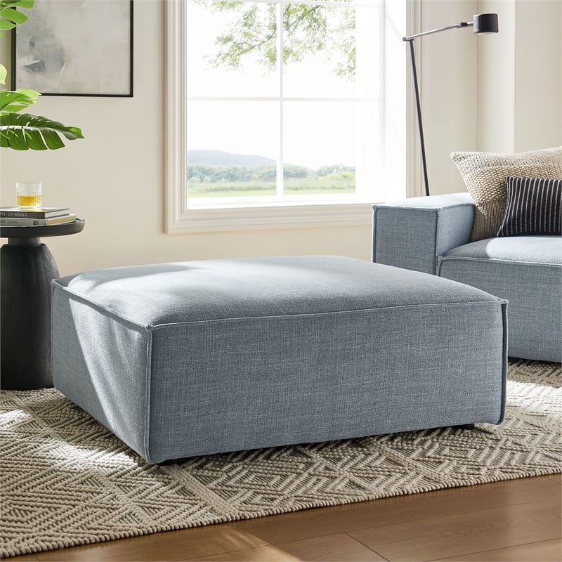 Restore Performance Fabric Upholstered Modular Ottoman in Sky