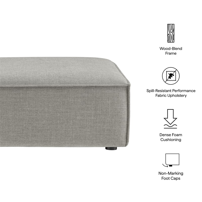Restore Performance Fabric Upholstered Modular Ottoman in Pewter