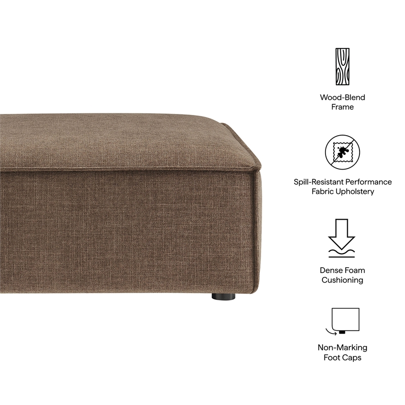 Restore Performance Fabric Upholstered Modular Ottoman in Mocha