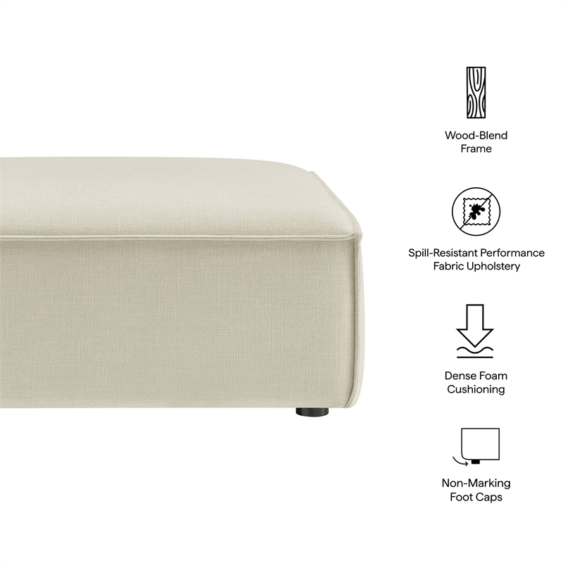 Restore Performance Fabric Upholstered Modular Ottoman in Ecru