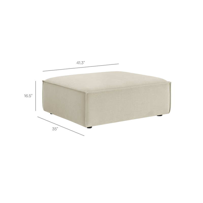 Restore Performance Fabric Upholstered Modular Ottoman in Ecru