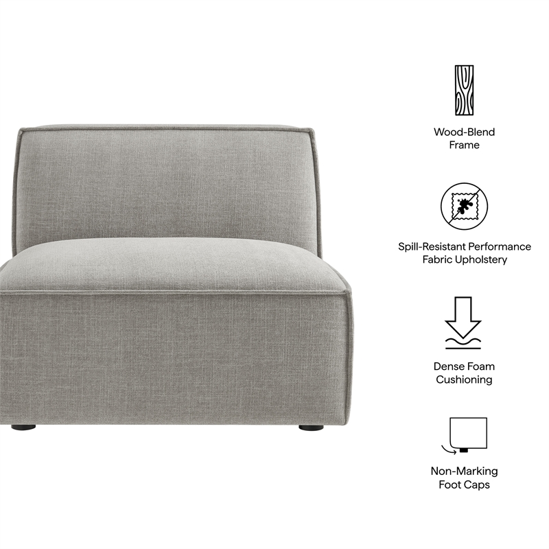 Restore Performance Fabric Upholstered Armless Modular Chair in Pewter