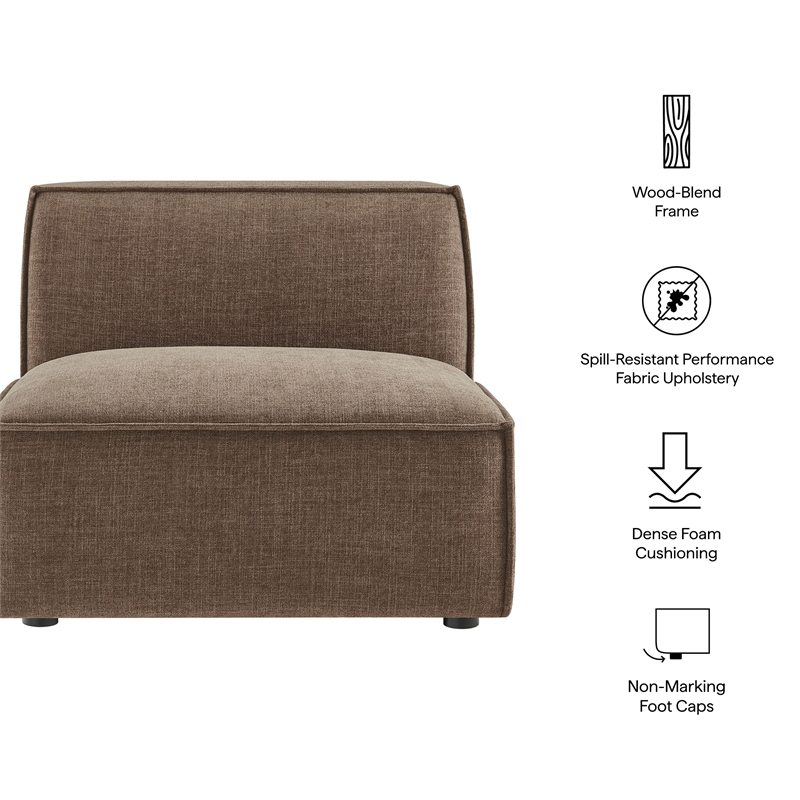Restore Performance Fabric Upholstered Armless Modular Chair in Mocha