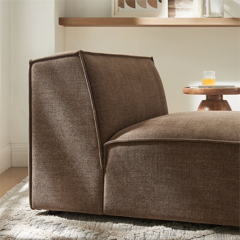 Restore Performance Fabric Upholstered Armless Modular Chair in Mocha
