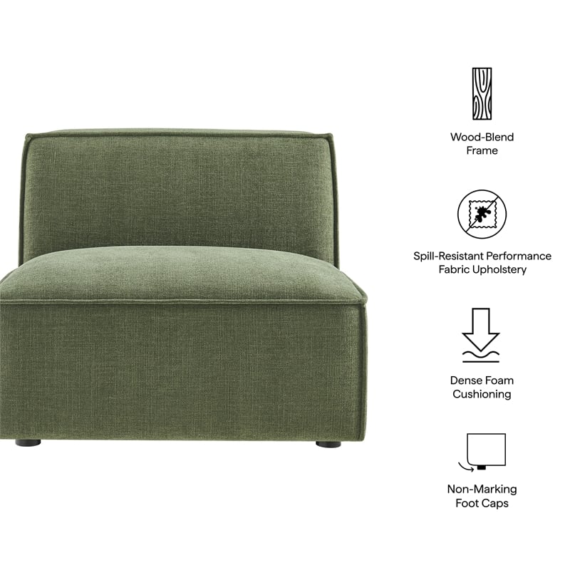 Restore Performance Fabric Upholstered Armless Modular Chair in Foliage