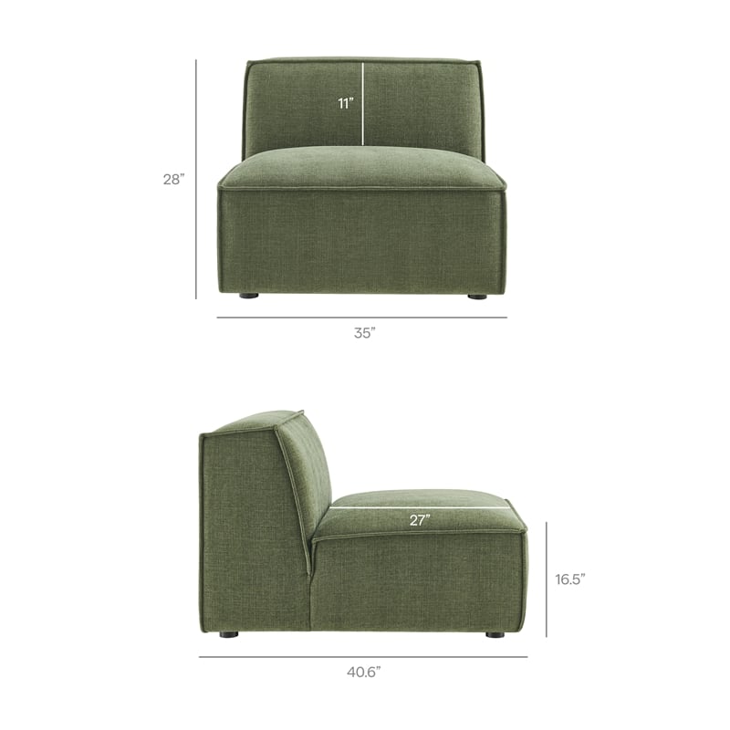 Restore Performance Fabric Upholstered Armless Modular Chair in Foliage