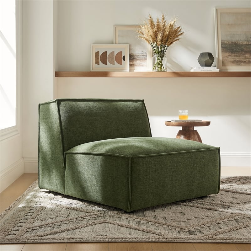 Restore Performance Fabric Upholstered Armless Modular Chair in Foliage