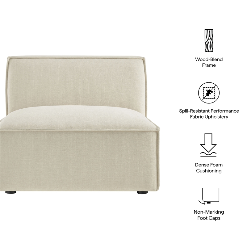 Restore Performance Fabric Upholstered Armless Modular Chair in Ecru