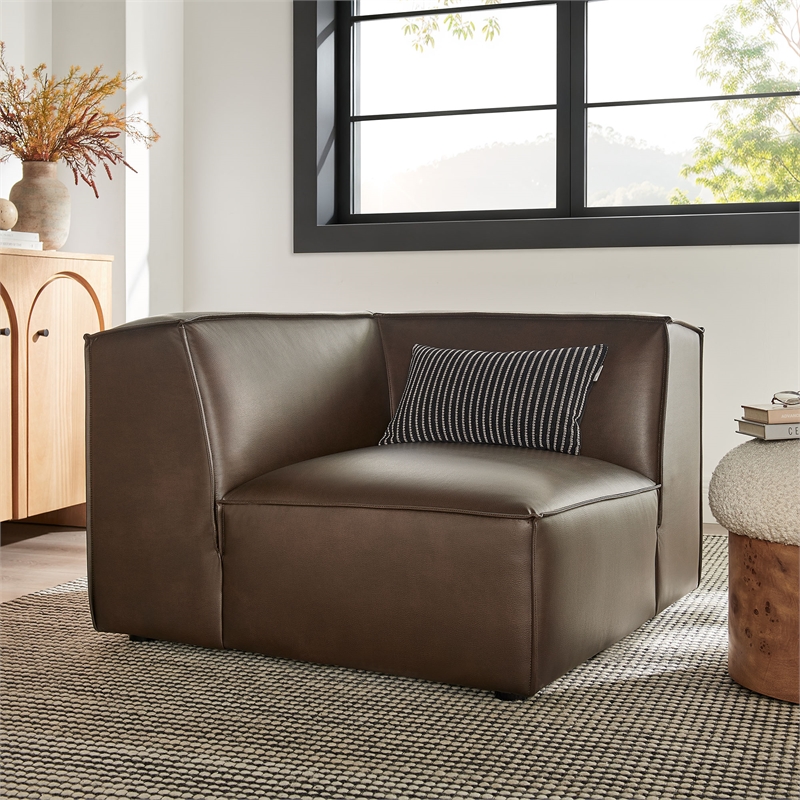 Restore Vegan Leather Modular Corner Chair in Espresso
