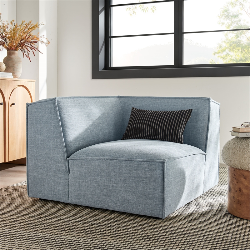 Restore Performance Fabric Upholstered Modular Corner Chair in Sky