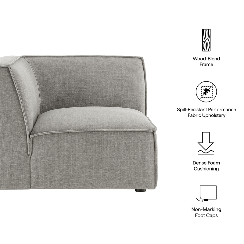 Restore Performance Fabric Upholstered Modular Corner Chair in Pewter