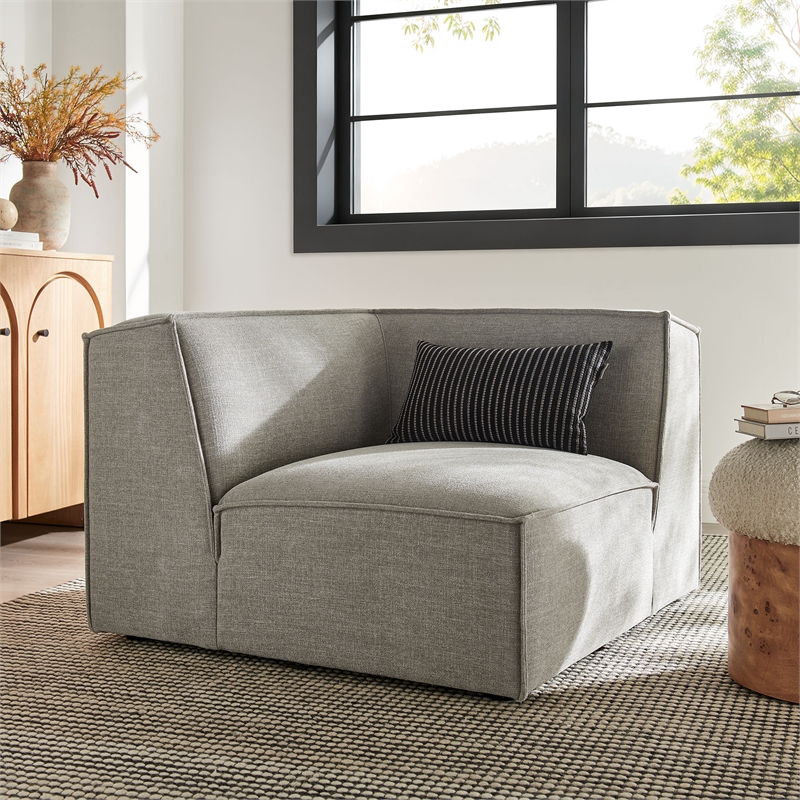 Restore Performance Fabric Upholstered Modular Corner Chair in Pewter