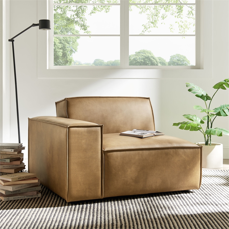 Restore Vegan Leather Left-Facing Modular Lounge Chair in Toast