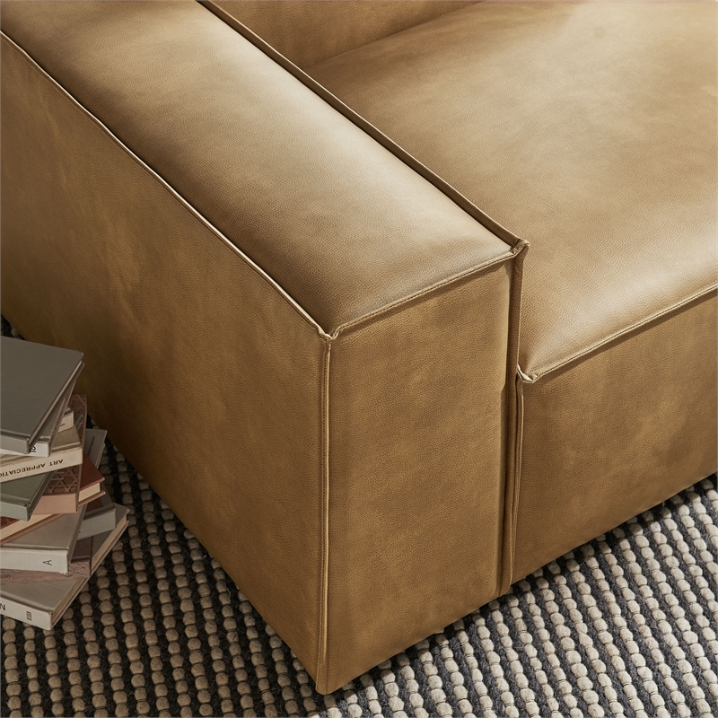 Restore Vegan Leather Left-Facing Modular Lounge Chair in Toast