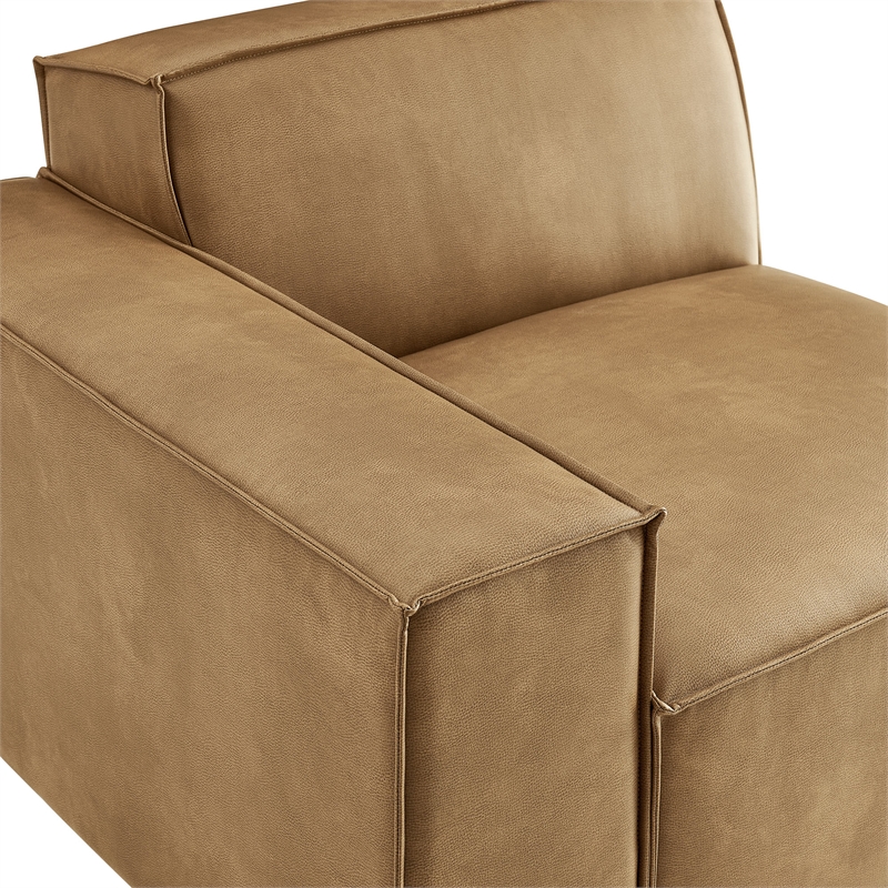 Restore Vegan Leather Left-Facing Modular Lounge Chair in Toast