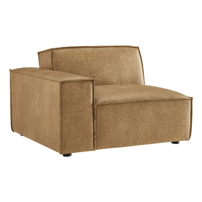 Restore Vegan Leather Left-Facing Modular Lounge Chair in Toast