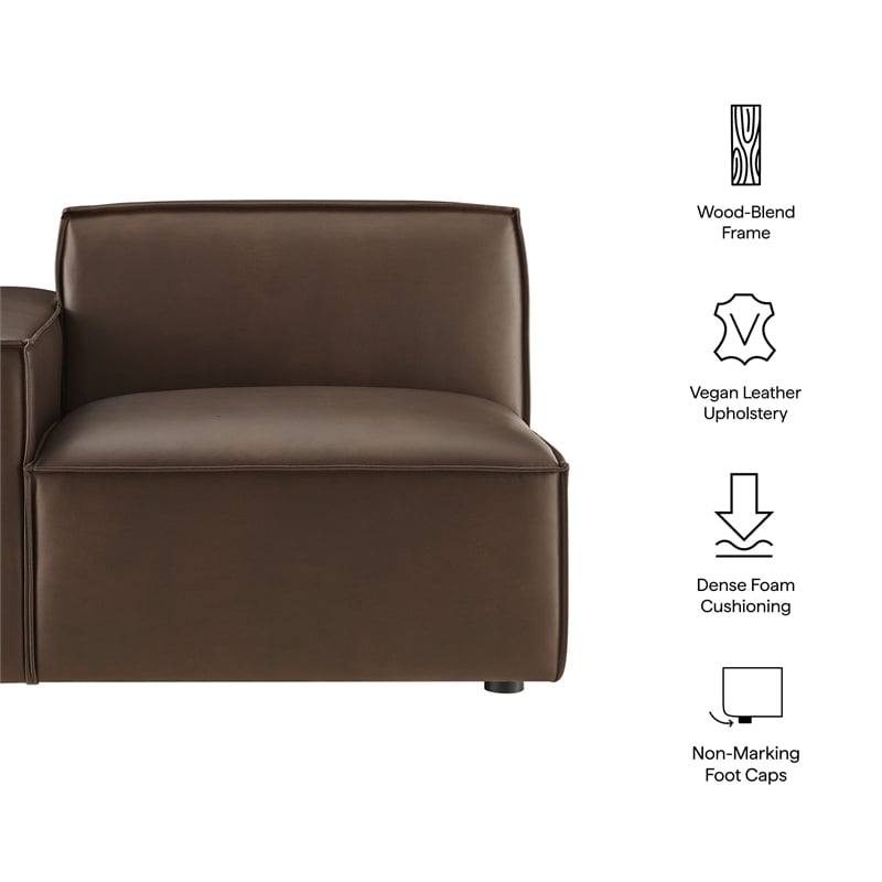 Restore Vegan Leather Left-Facing Modular Lounge Chair in Espresso