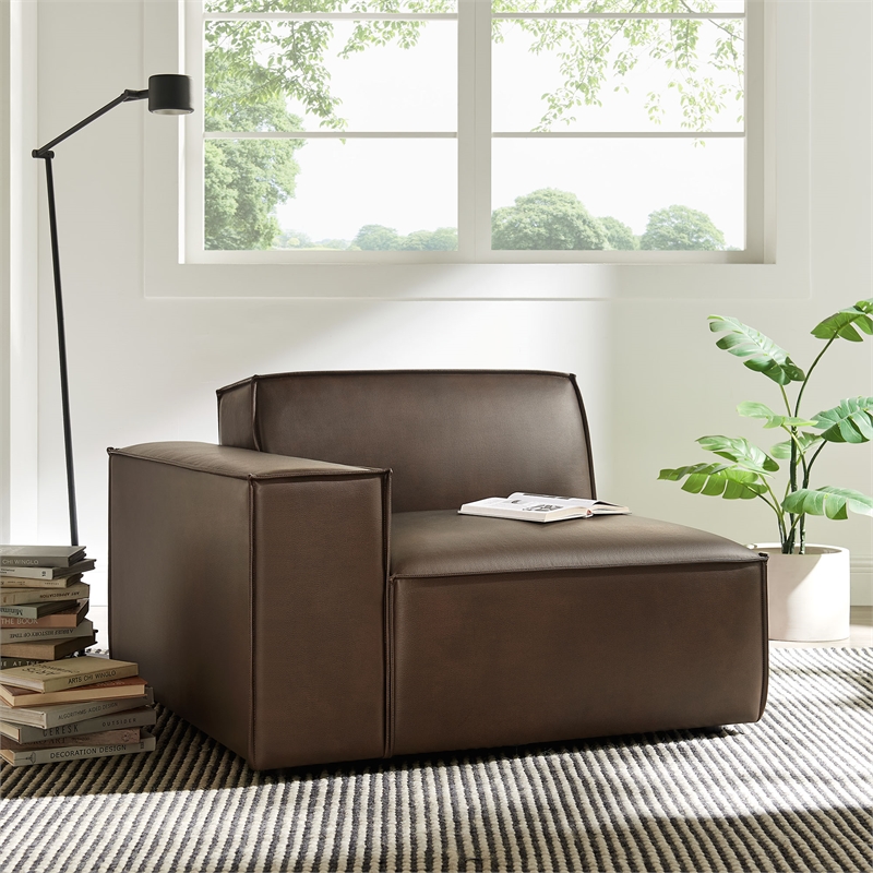 Restore Vegan Leather Left-Facing Modular Lounge Chair in Espresso