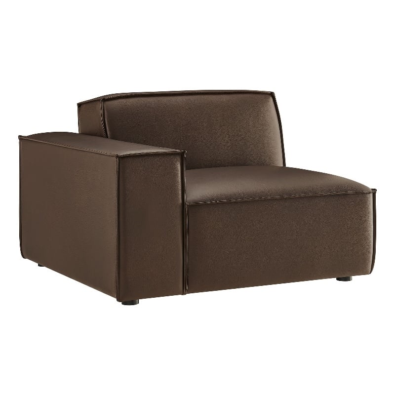 Restore Vegan Leather Left-Facing Modular Lounge Chair in Espresso
