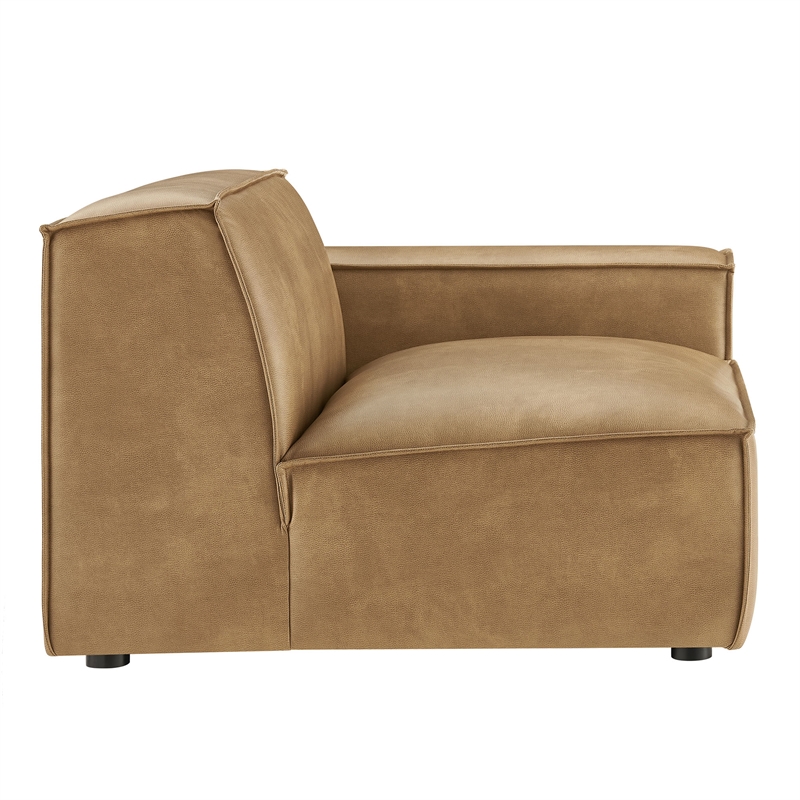 Restore Vegan Leather Right-Facing Modular Lounge Chair in Toast