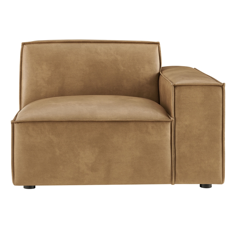 Restore Vegan Leather Right-Facing Modular Lounge Chair in Toast