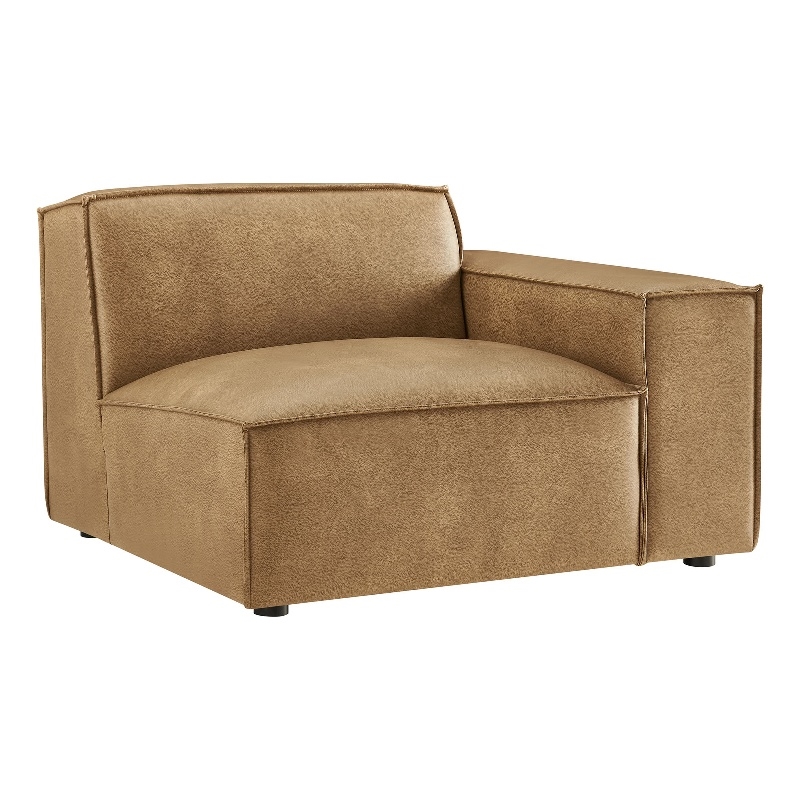 Restore Vegan Leather Right-Facing Modular Lounge Chair in Toast