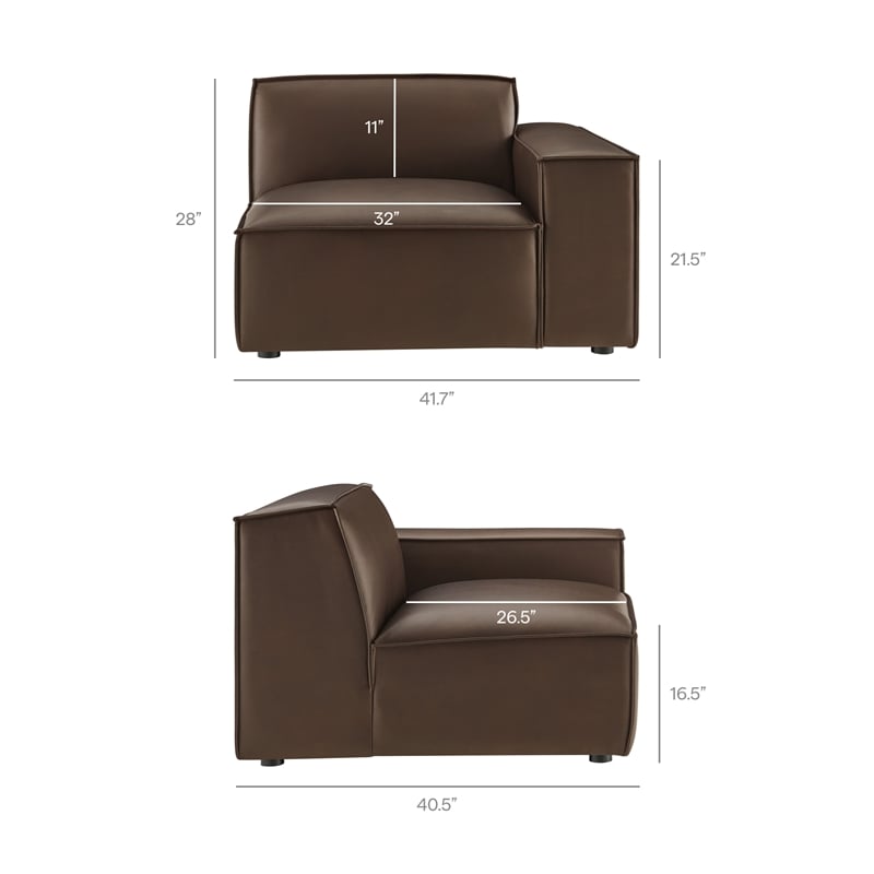 Restore Vegan Leather Right-Facing Modular Lounge Chair in Espresso