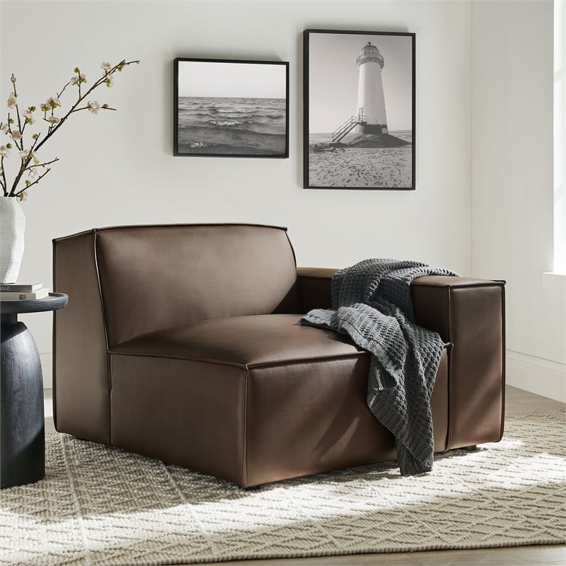 Restore Vegan Leather Right-Facing Modular Lounge Chair in Espresso