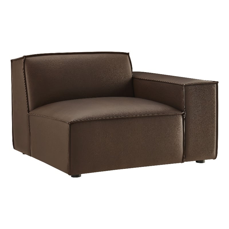 Restore Vegan Leather Right-Facing Modular Lounge Chair in Espresso