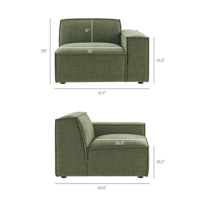 Restore Performance Fabric Upholstered Right-Facing Modular Lounge Chair