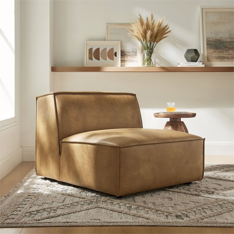 Restore Vegan Leather Armless Modular Chair in Toast