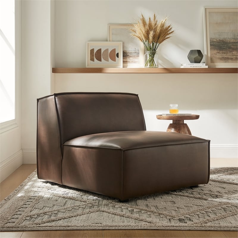 Restore Vegan Leather Armless Modular Chair in Espresso