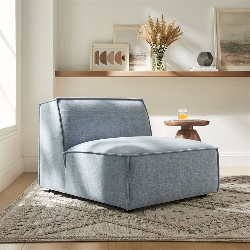 Restore Performance Fabric Upholstered Armless Modular Chair in Sky