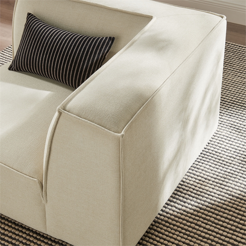 Restore Performance Fabric Upholstered Modular Corner Chair in Ecru