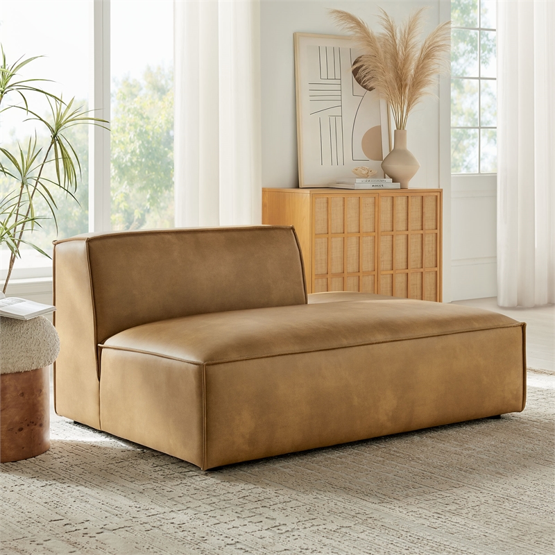 Restore Vegan Leather Right-Facing Armless Modular Chaise in Toast