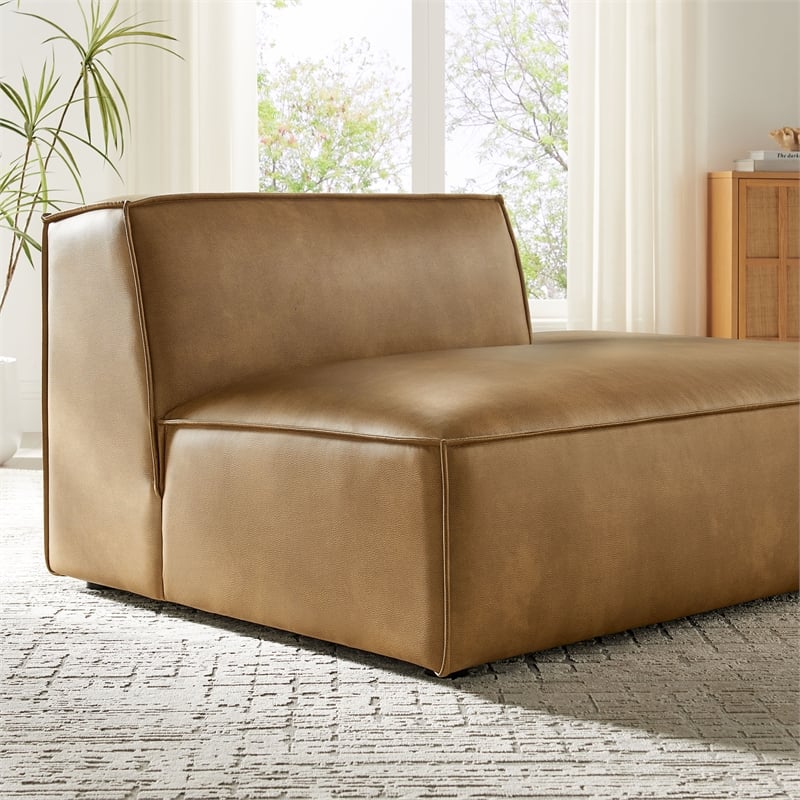 Restore Vegan Leather Right-Facing Armless Modular Chaise in Toast