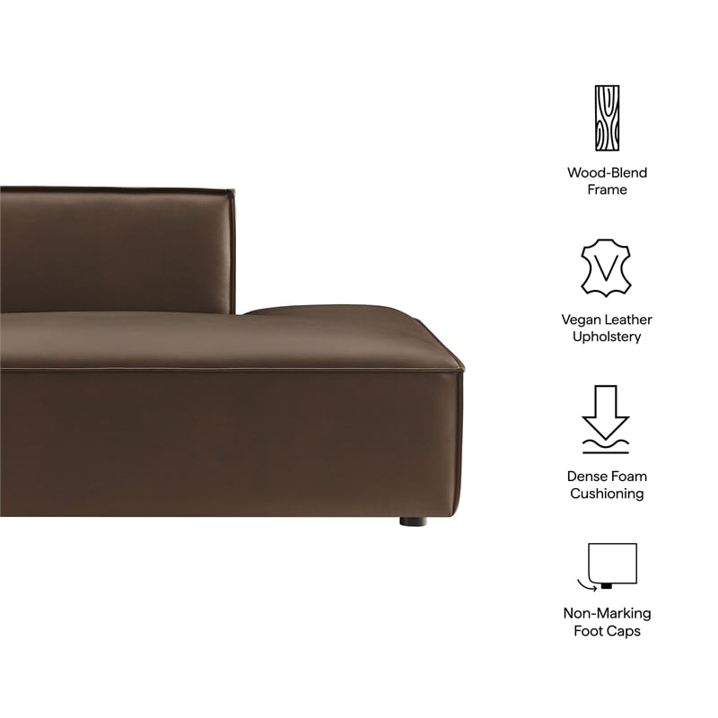 Restore Vegan Leather Right-Facing Armless Modular Chaise in Espresso