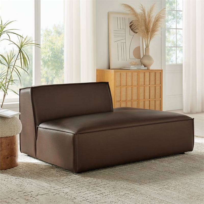 Restore Vegan Leather Right-Facing Armless Modular Chaise in Espresso