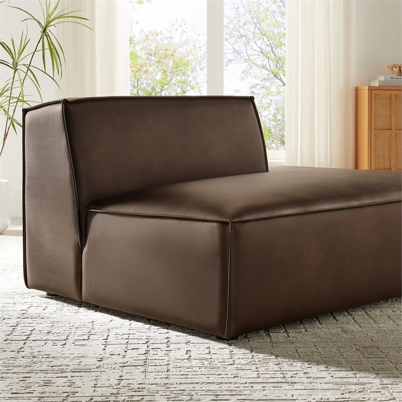 Restore Vegan Leather Right-Facing Armless Modular Chaise in Espresso